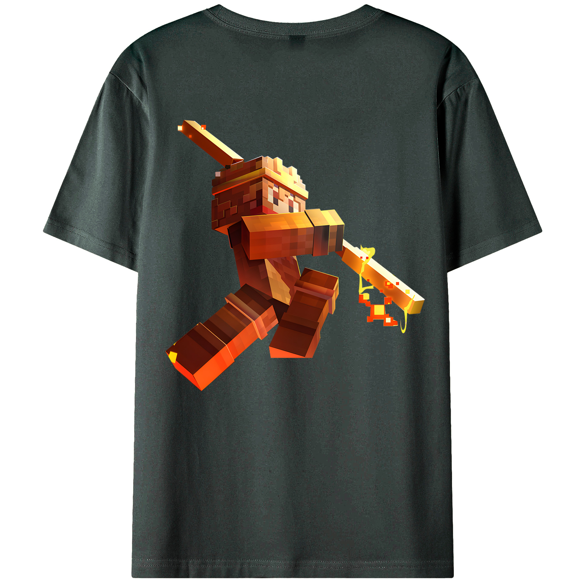 （画像用） マインクラフト ブロックの世界 Minecraft MC Block world 綿100％ メンズ半袖Tシャツ（バックプリント） 通気性
